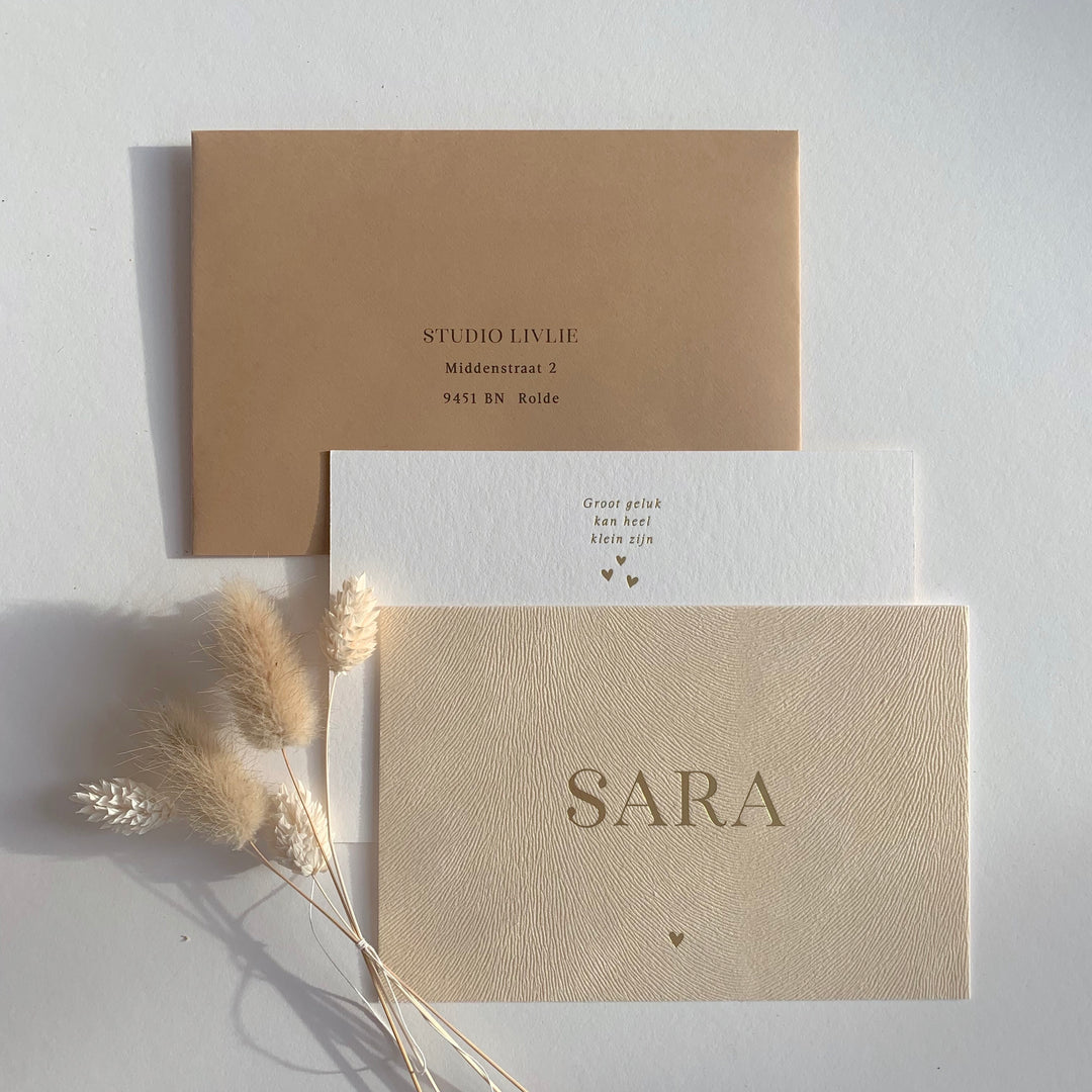 Geboortekaartje Sara velvet ribbel