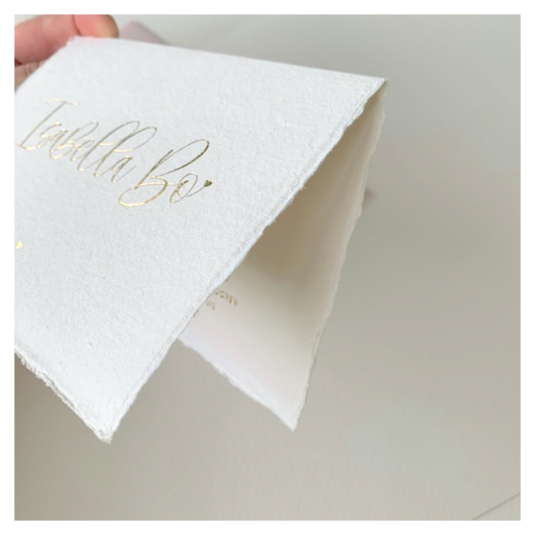 Geboortekaartje Isabella Bo (handgemaakt papier)