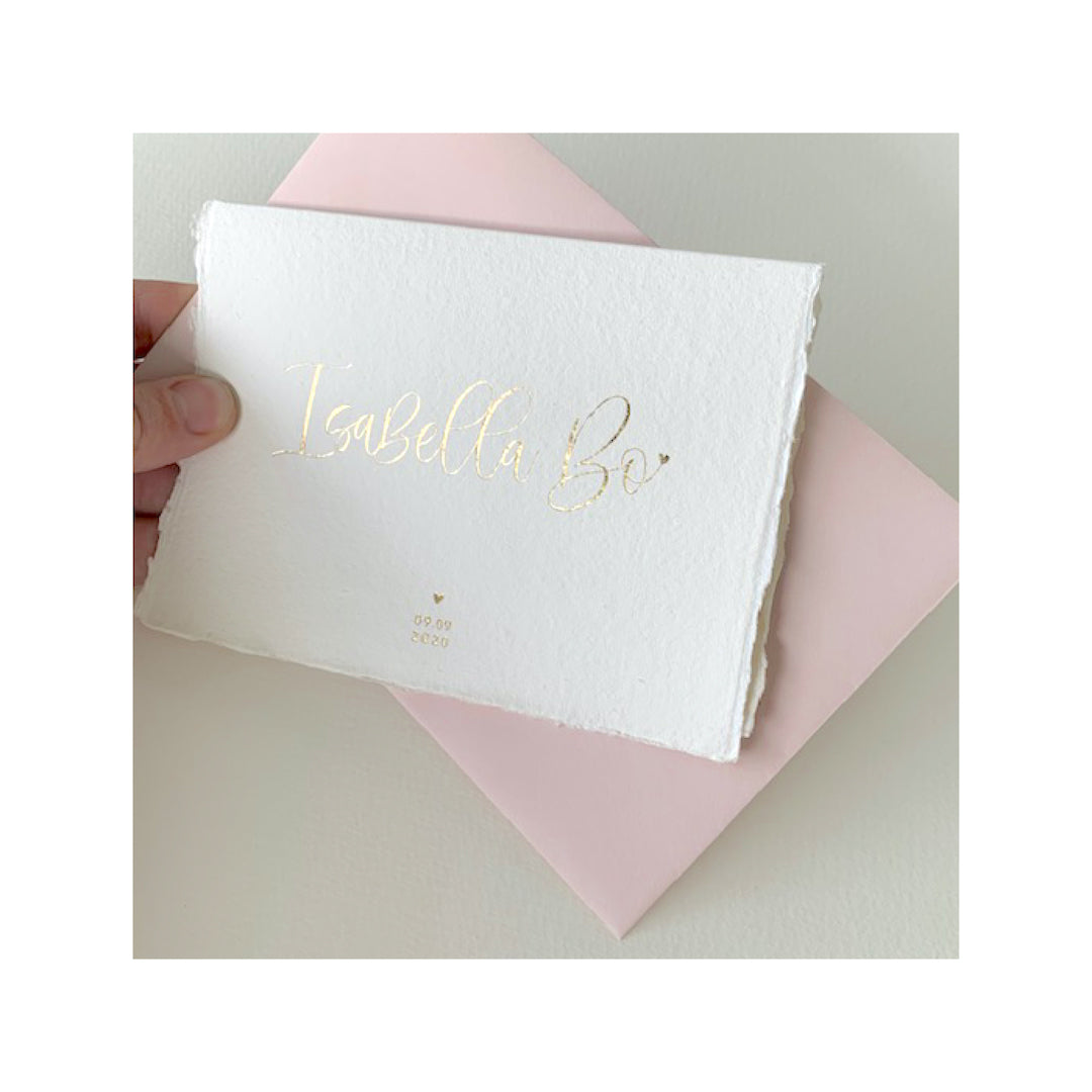 Geboortekaartje Isabella Bo (handgemaakt papier)