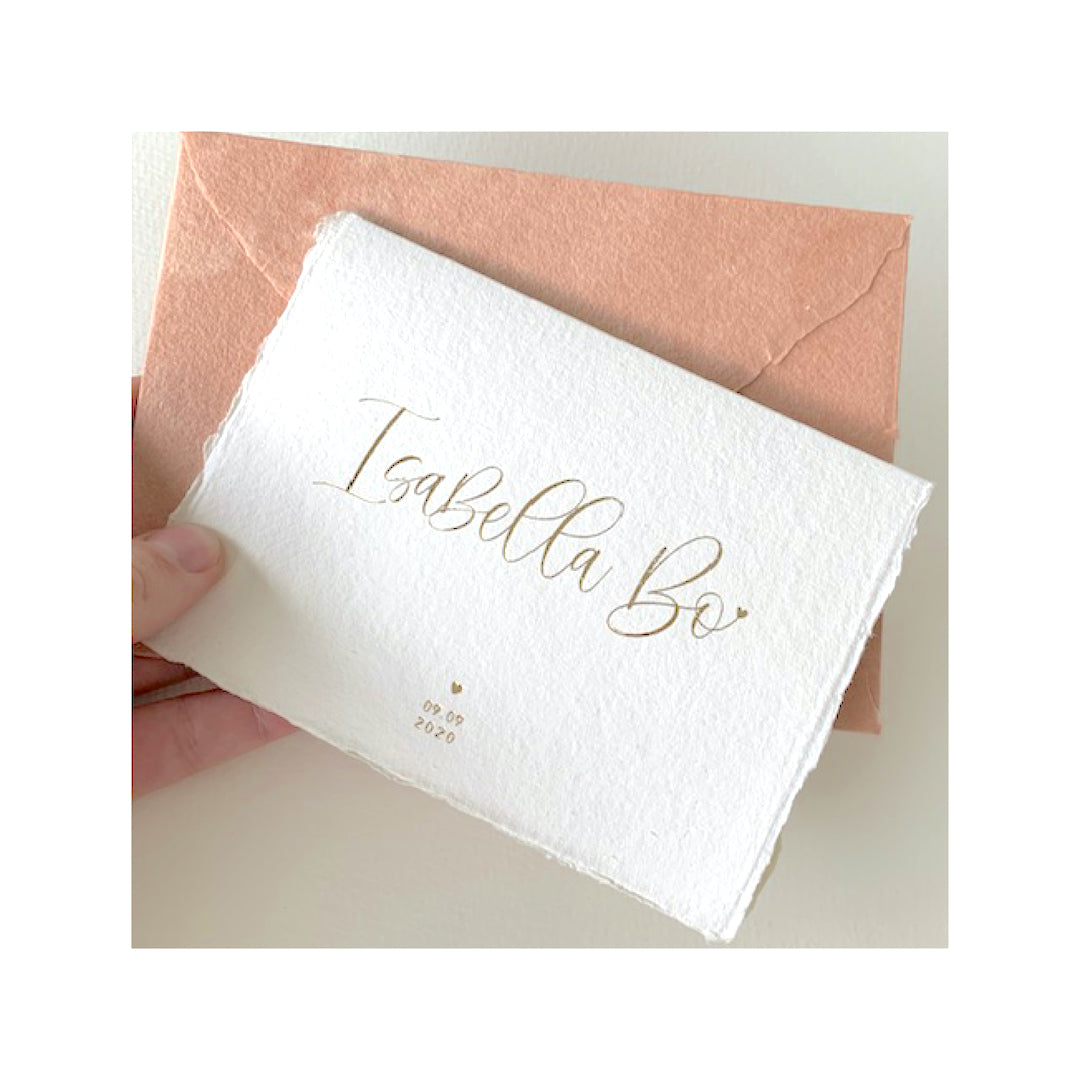 Geboortekaartje Isabella Bo (handgemaakt papier)