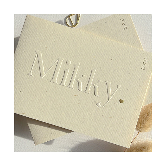 Geboortekaartje Mikky op stropapier