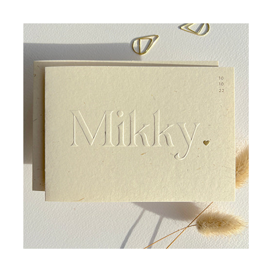 Geboortekaartje Mikky op stropapier