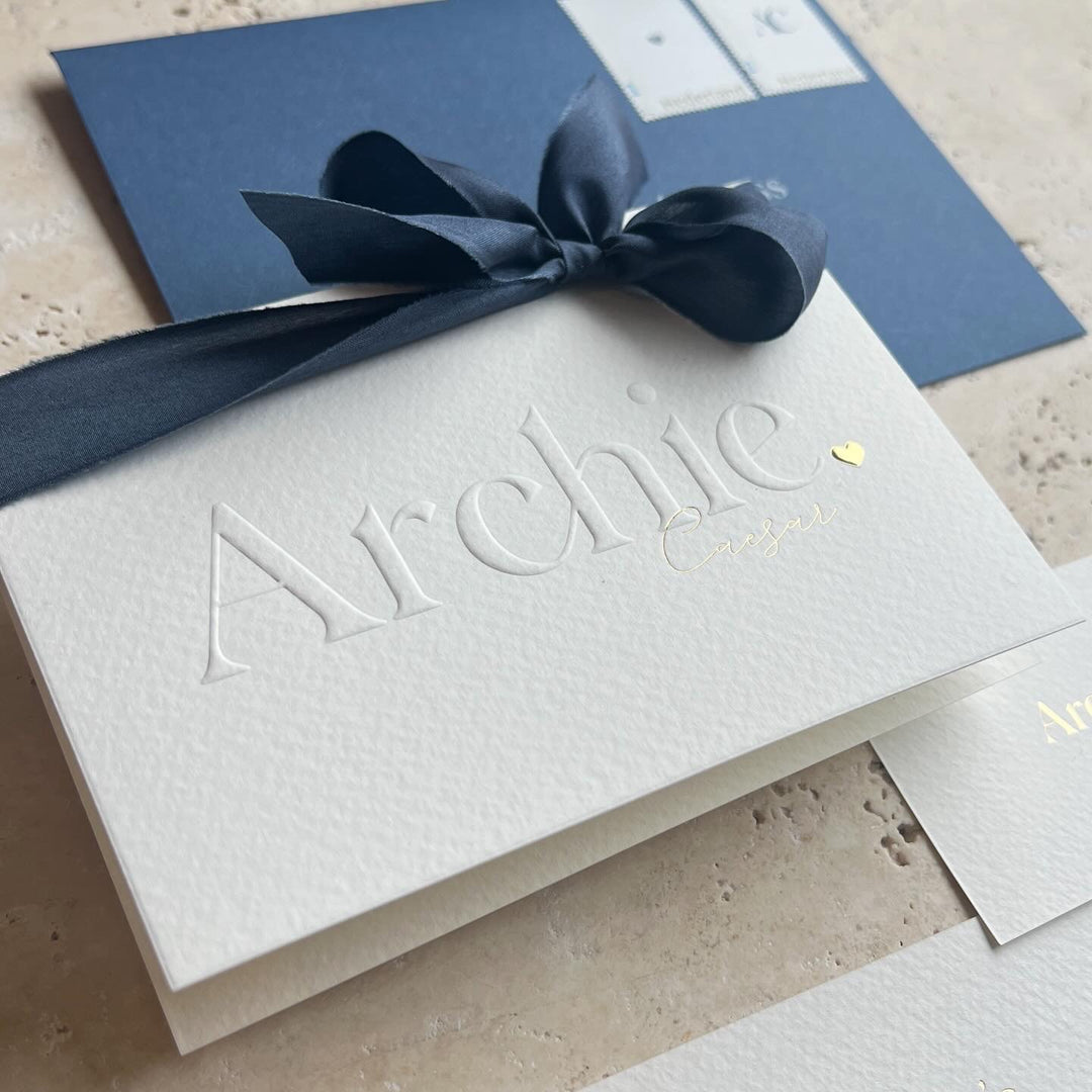 Geboortekaartje Archie met Lettre zijden lint