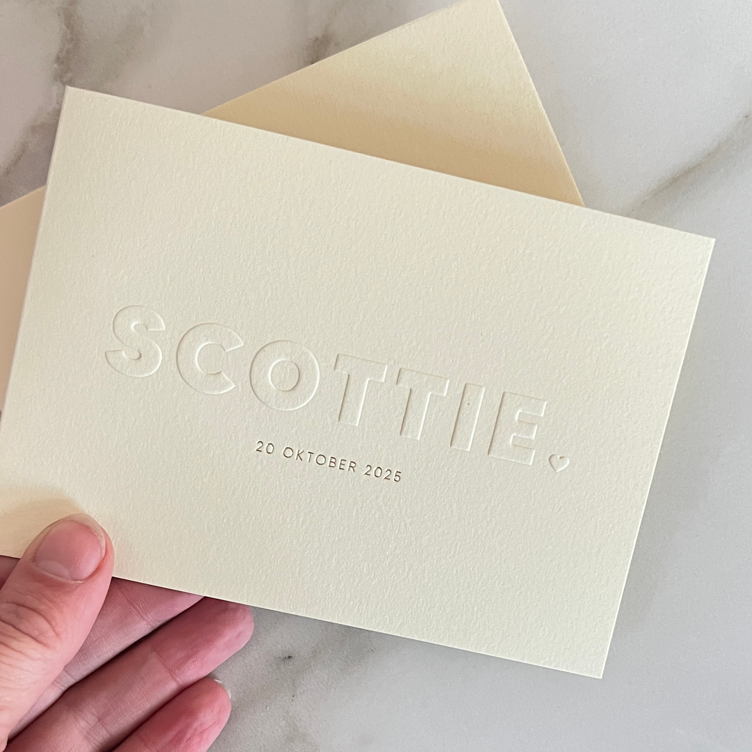 Geboortekaartje Scottie butter yellow