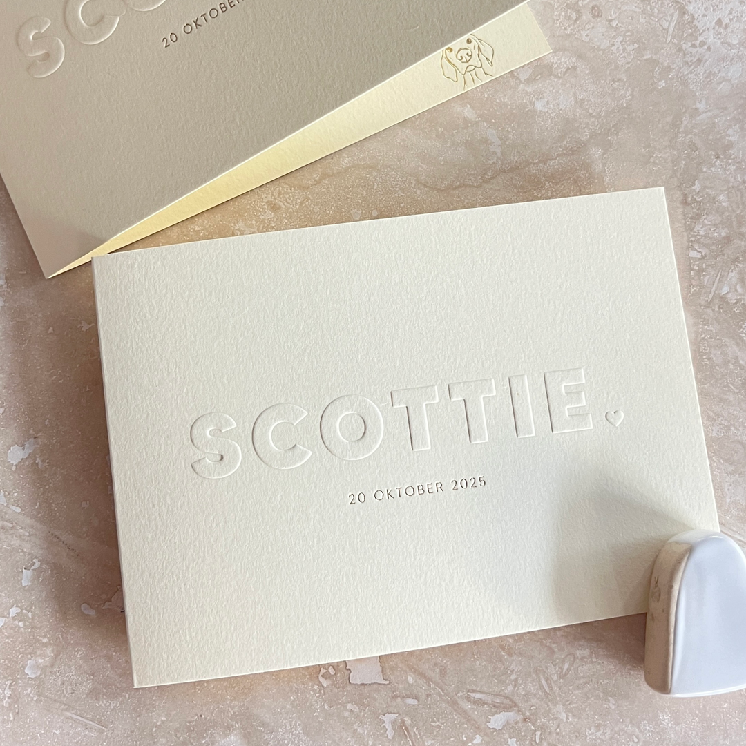 Geboortekaartje Scottie butter yellow