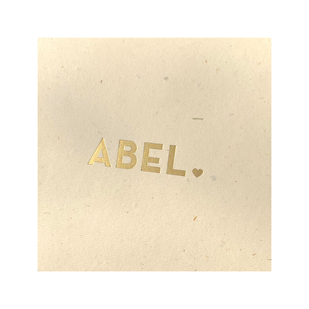 Geboortekaartje Abel op stropapier