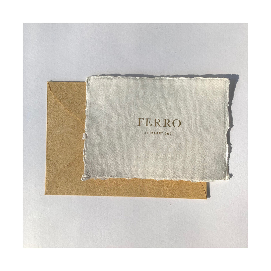 Geboortekaartje Ferro (handgemaakt papier)