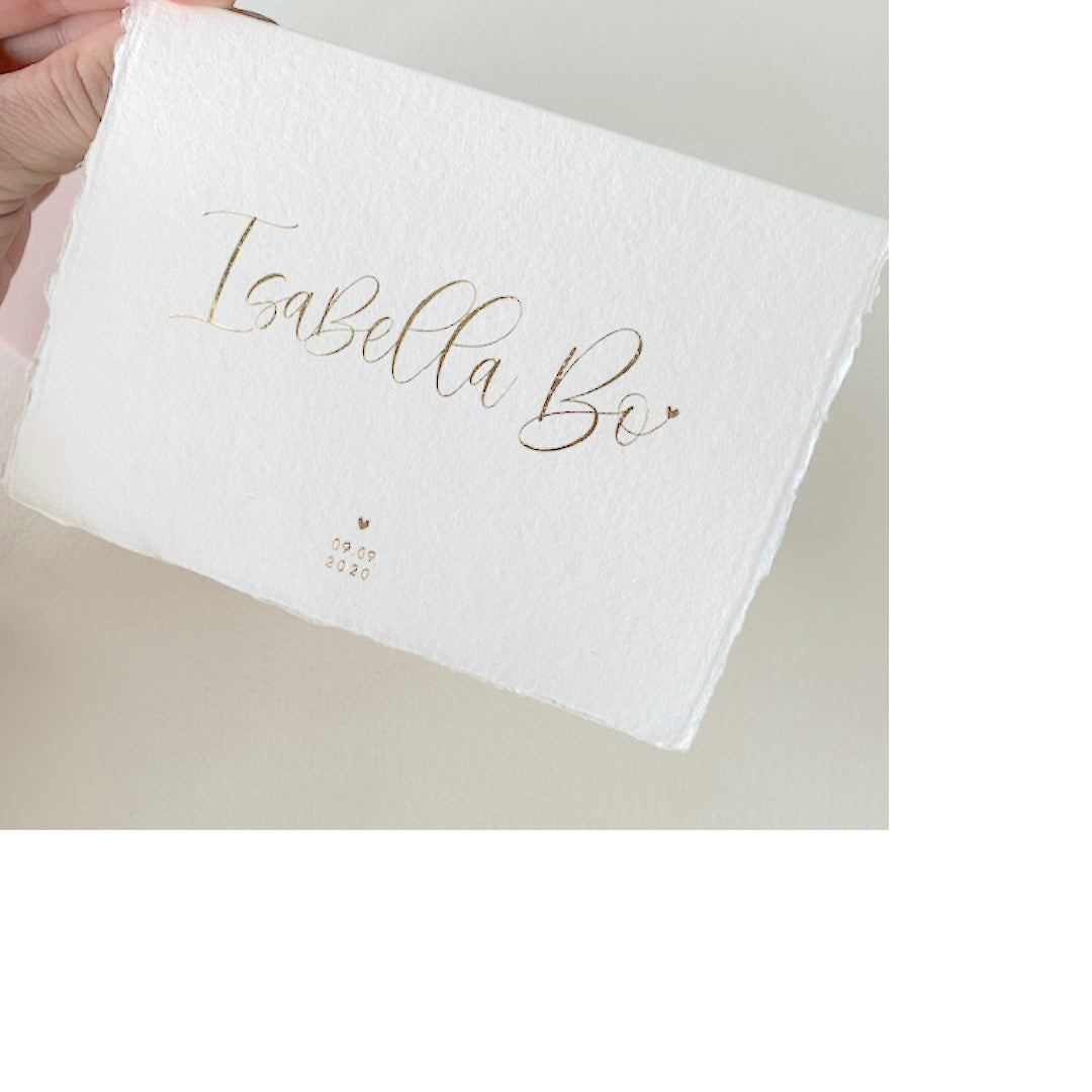 Geboortekaartje Isabella Bo (handgemaakt papier)
