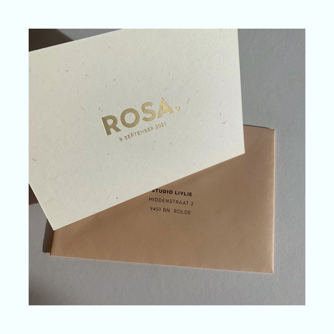 Geboortekaartje Rosa op stropapier